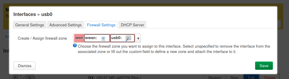 Firewall Zone for USB Interface
